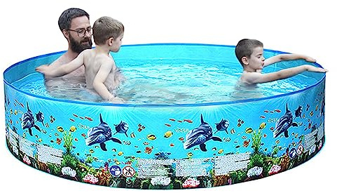 Jemora Piscine en Plastique Dur Portable sans gonflage Piscine Pliante Piscine familiale Piscine Ronde pour bébés Enfants Adultes