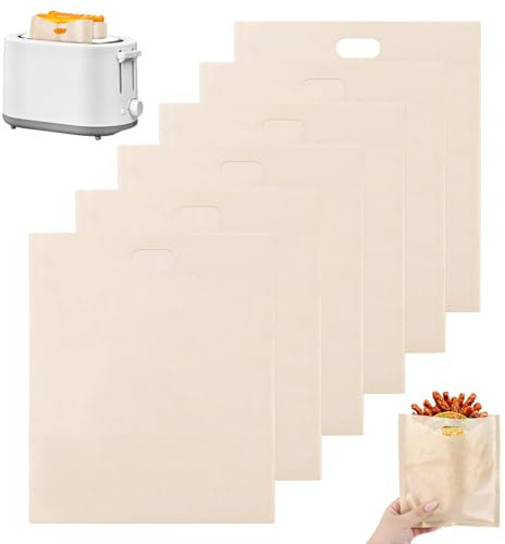 Toastbags,Sacs pour Grille-pain Réutilisables,Sac à Toaster,Sachets de Pain,pour Pain,Sac à Sandwich Grillé,Pizza,Sac à Micro-ondes Antiadhésif Adapté au Pain, Aux Collations, Aux Fruits