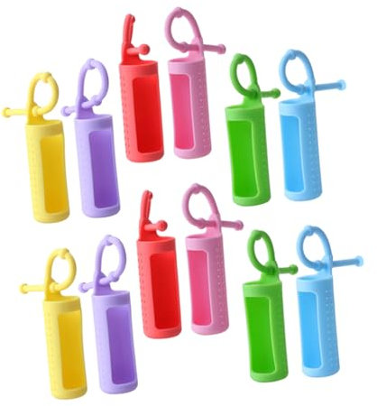 minkissy 12pezzi Custodia in Silicone Per Flacone Copertura Protettiva Per Flacone Di Olio Essenziale Guscio Protettivo Cordino Adatto Per Casa Ufficio e Viaggi