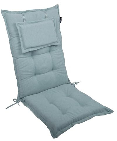 LILENO HOME Gartenstuhl Auflagen als [1er Set - Hochlehner] in Aqua - Bequeme Liegen als Sitzauflagen für Gartenmöbel - Stuhlkissen für Gartenstühle und Klappstühle MAR