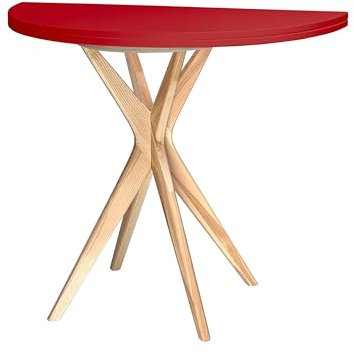 RAGABA JUBI Halbrunder Ausziehbarer Tisch 100cm Reines Rot