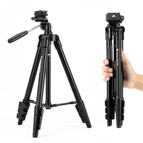 Fotopro Trépied pour appareil photo de 127 cm, trépied de voyage compact ultra léger avec plaque de libération rapide, tête vidéo panoramique, support en aluminium de 0,5 kg, charge maximale de 2 kg,
