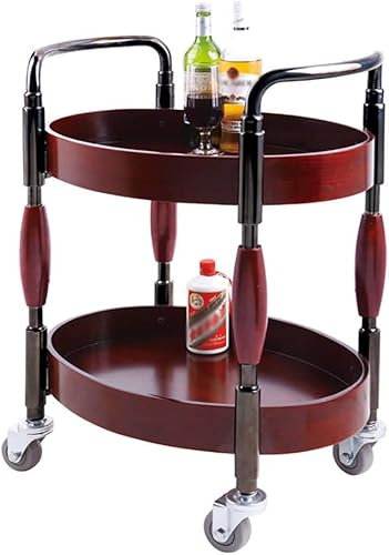 Moderner Barwagen aus Edelstahl mit Rollaufbewahrung und Holzregalen für Zuhause, Küche oder Hotel, Wein, Tee und Dessert, Servierwagen