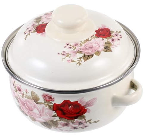 HOLIDYOYO Gusseisen-emaille-topf Mit Doppeltem Griff Praktischer Suppentopf Für Haushalt Kompatibel Mit Induktion Und Gasherden Langlebiger Dicker Kochtopf Für Vielseitiges Kochen