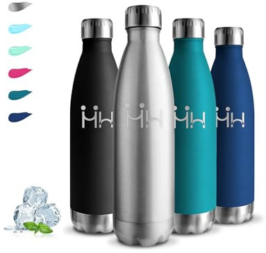 Gourde Isotherme, Gourde 500ml, Sans BPA, Gourde Enfant, 24h Froid & 12h Chaud, Gourde Inox, Anti Fuite, Gourde Metal, Facile à Transporter, Gourde Aluminium, pour École, Bureau, Voyage, Camping, Yoga