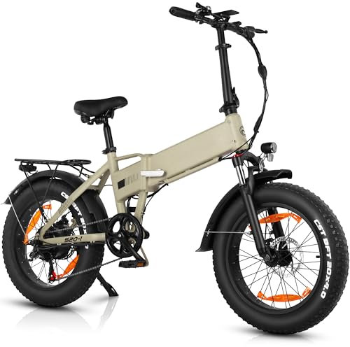AOIHO E Bike, E Bike Klappbar 20 Zoll, 20 * 4.0 Zoll Fat Tire, Klapprad E-Bike mit 48V 13Ah Li-Ionen-Batterie, Reichweite max.100-120KM, 7-Gang Getriebe, 5 PAS LCD-Display, Elektrofahrrad Klappbar