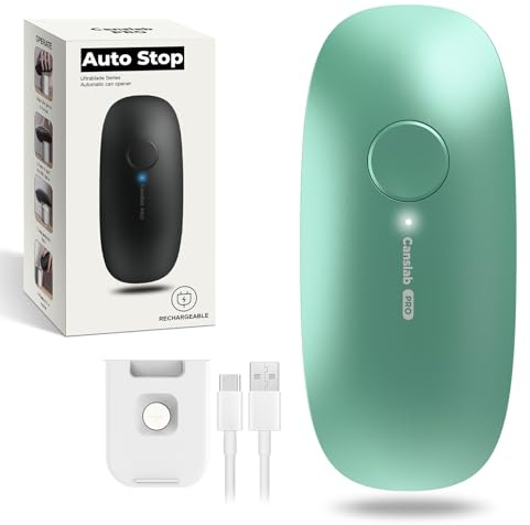 Canslab Ultrablade PRO Electric Can Opener,USB Rechargeable,Smart Auto Stop | Automatic Can Opener for Seniors with Arthritis, Handsfree Side Cut with Smooth Edge, Cordless, Wall Mountable, Green