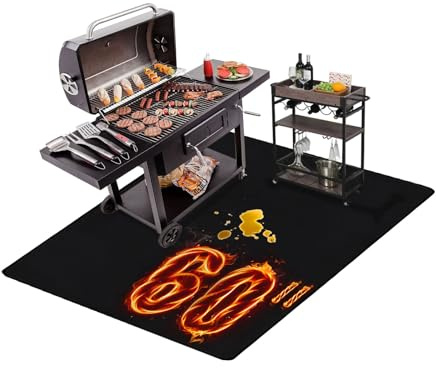 THMINS 152X122CM Extra Large Under Grill Mat for Outdoor Grill | Deck and Patio Protection，Waterproof and Oil-Proof Easy-Clean Surface,Extra Large Grill Mat, Wide Coverage