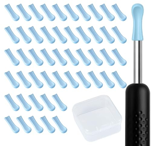 50 Pièces Embouts De Rechange Pour Nettoyeur D'oreille, Têtes de Nettoyeur Oreille en Silicone, Remplacement de Cuillère D'oreille en Silicone pour Otoscope D'élimination du Cérumen