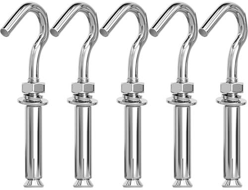 5 Stk. M8-100mm Erweiterung Anker Hakenschraube, Wand Dehnschraube Deckenhaken, Edelstahl Hakenschrauben , Haken zum Schrauben, Schwerlastdübel Geeignet für schwere Lasten und Harte Wandflächen