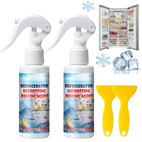 2PCS Freezer Defrosting Spray,Defrosting Spray for Fridge Freezer,Fast-Acting Freezer Deicer Spray &Defroster,Refrigerator Defrost Spray,Fridge Deodoriser &Freshener,Efficiently Removes Ice Buildup
