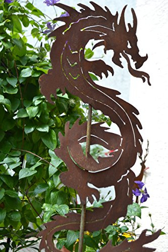 Piquet de jardin - Dragon chinois - Métal exceptionnel - Hauteur : 120 cm - Décoration de jardin - Très bonne qualité