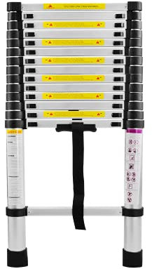 SAILUNยฎ Teleskopleiter Ausziehleiter aus hochwertigem Alu Teleskop-Design Mehrzweckleiter, 15 Sprossen - 94cm bis 4,40m Anlegeleiter, 150 kg Belastbarkeit (4,4m)