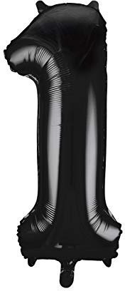 Black Number 1 Shaped Large Foil Balloon (86cm) 1 Piece - Perfect for Birthday Parties and Special Events