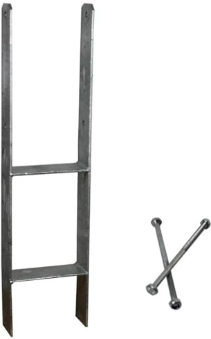 feuerverzinkte H-Anker, Pfostenträger, Pfostenanker, Pfostenschuhe, Carport, H-Träger, mit Schrauben (Länge: 600mm, Gabelweite: 141mm)