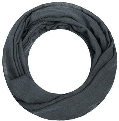 Majea Loop Alice schmaler Damen-Schal Loop Frühlingsschal Schlauchschal Rundschal Tuch uni unisex unifarben einfarbig Halstuch, Dunkelgrau, 160x52
