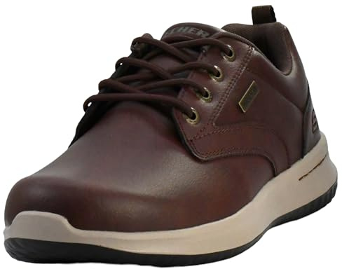 Skechers Men's Delson Antigo Oxfords, Brown (Red Brown Leather Rd Br), 10 UK