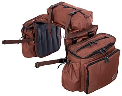 Reinsman Deluxe Insulated Leakproof Cooler Saddle Bag with Additional Cantle Bag and Straps, Brown