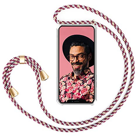 ZhinkArts Collier pour Apple iPhone 11-6,1 Display - Étui de Téléphone avec Cordon - Coque pour Smartphone, Ètuis à Bandoulière - Bordeaux/Camouflage Rouge