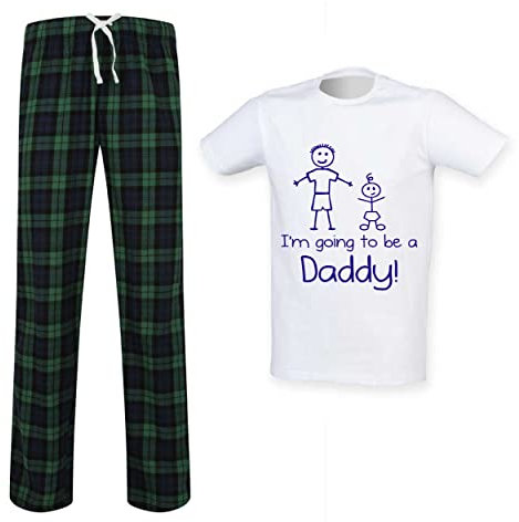 60 Second Makeover Limited Mens I'm Going To Be A Daddy Tartan Trouser Pyjama Set Family Matching Twinning Family