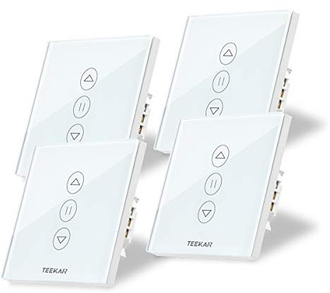 TEEKAR [3ª Generación] WiFi Interruptor Persiana, LED Controlable, Compatible Con Alexa Echo Y Google Assistant, Interruptor De Reloj De Obturador Para Motor De Obturador De Motor Tubular 4Pack