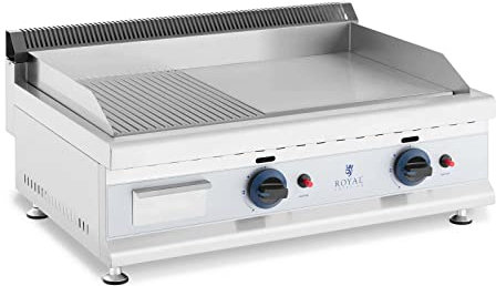 Royal Catering RC-GGHR750 Doppel-Gasgrill 74,5 x 40 cm glatt/geriffelt 2 x 3.100 W Erdgas 20 mbar