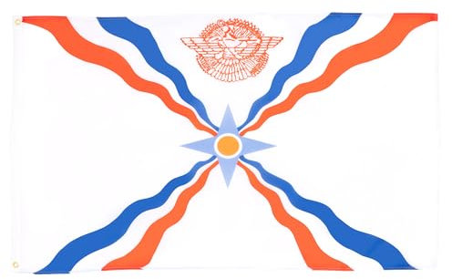 AZ FLAG - Flagge Assyrien - 90x60 cm - Assyria Fahne 100% Polyester mit Messing-Ösen - UV-beständig - Vives Farben - 50g