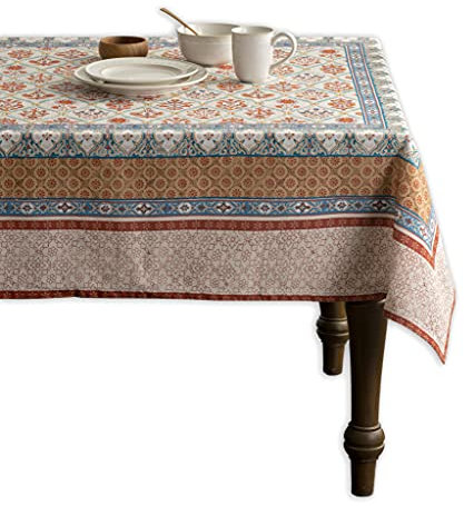 Maison d' Hermine Romane 100% Baumwolle Tischdecke für Küche | Abendessen | Tischplatte | Dekoration Parteien | Hochzeiten | Thanksgiving/Weihnachten (Rechteck, 140cm x 180cm)