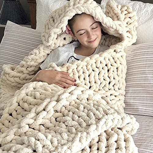 YZJJ Grobstrick strickdecke Kuscheldecke werfen, handgemachte Zopf gestrickte Chenille-Decke, Arm Stricken Decke, Grobstrick Riesen Strick Decke für Bett Stuhl Sofa Wohnkultur