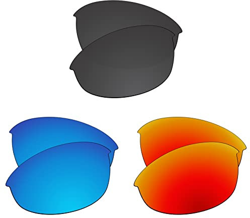 EZReplace Ersatzgläser für Oakley Half Jacket 2.0 OO9144 Sonnenbrillen (polarisierte Gläser) - Passend für Oakley Half Jacket 2.0 Rahmen (Karbonschwarz+Eisblau+Feuerrot)