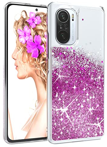 EAZY CASE Hülle kompatibel mit Xiaomi Mi 11i 5G Schutzhülle mit Flüssig-Glitzer, Handyhülle, Schutzhülle, Back Cover mit Glitter Flüssigkeit, TPU/Silikon, Transparent/Durchsichtig, Lila