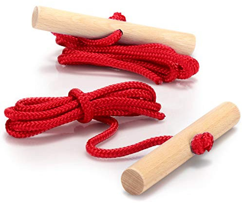 com-four® 2X Schlittenleine mit Holzgriff, Rodelzubehör Zugseil für Schlitten, Dreirad oder andere Kinderfahrzeuge, Premium Made in Germany!
