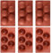 JAPCHET Lot de 6 moules en silicone extra larges à 5 cavités demi-sphères de 8 cm en forme de dôme pour faire du chocolat, de la gelée, de la mousse, du pudding, marron