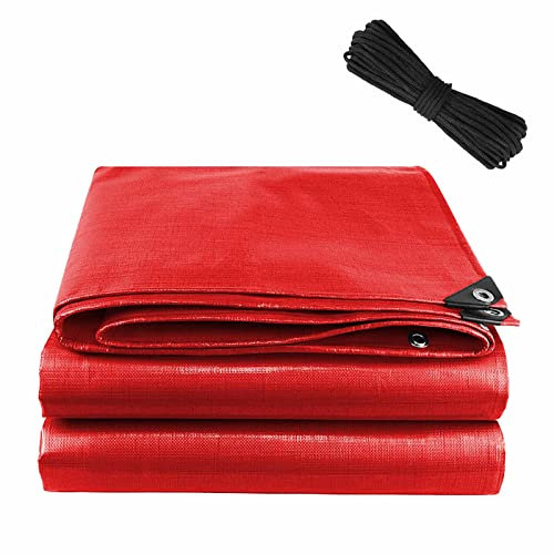HOBIRD Mehrzweck wasserdichtes Planen mit Planen mit Planen mit Tarp PE Sheet Outdoor Möbel Camping Holzblockabdeckung mit starken Ösen |3m x 3m |Rot