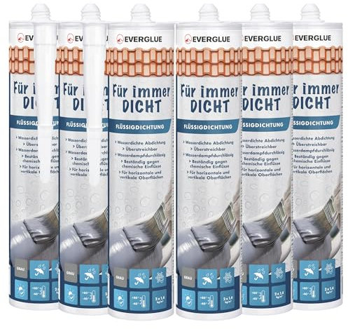 Everglue Flüssigdichtung wasserfest grau Universalabdichtung und Feuchtigkeitssperre, Optimal geeignet für die Innen- und Außenanwendung, Lösemittel-, silikon- und bitumenfrei, dichtet sofort (6)