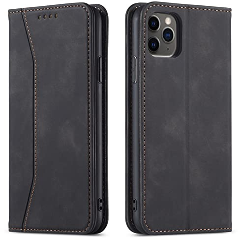 OKZone Cover per iPhone 12 PRO Max (6,7 Pollici), Custodia Flip Pelle Portafoglio Magnetica Libro [Slot Schede], Silicone TPU Bumper Wallet Supporto Cover, Antiurto [Kickstand] (Nero)