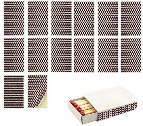 14 Stück selbstklebendes Match Striker Papier 5 x 3 cm, Strike Papierkreise, Phosphorpapier, runde Punkte, Strikers Aufkleberbögen, Radiergummi, Lederblumenpapier mit Wabenmuster, 21 x 10 cm