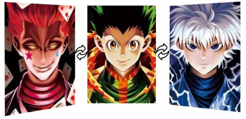 KarmaX Großes 30x40CM Hunter X Hunter 3D-Poster mit dreifachem Übergang | Anime Manga Poster Wandbild Hologramm Lentikular | Wanddeko Geschenk | Gon & Killua & Hisoka