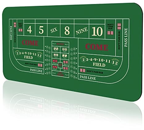 YUZPKRSI 177,8 x 88,9 cm tragbare, professionelle Casino-Craps-Tisch-Layout-Matte mit Tragetasche, rutschfeste Gummi-Craps-Würfelspiel-Layout-Tischabdeckung für Partys, Heimunterhaltung, Spieleabend