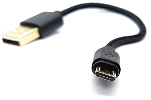 DRUT 15cm short Micro USB to USB 2.0 Fast Charger Braided Cable 24AWG, A-Male to Micro B Gold Connectors Lead 0.5ft Black