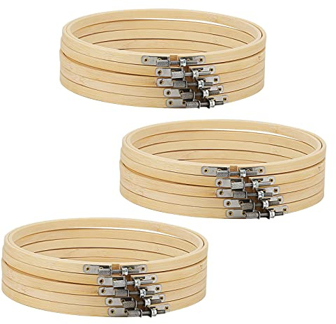 MANCHAP 15 Pack 8 Inch Embroidery Hoops, 20cm Adjustable Cross Stitch Hoop Embroidery Rings for Craft Making