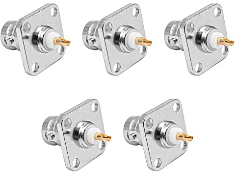 CENPEK 5 Stück BNC-Buchse, 4-Loch-Einbaustecker, HF-Koax-Adapter, Konverter für Koaxialkabel
