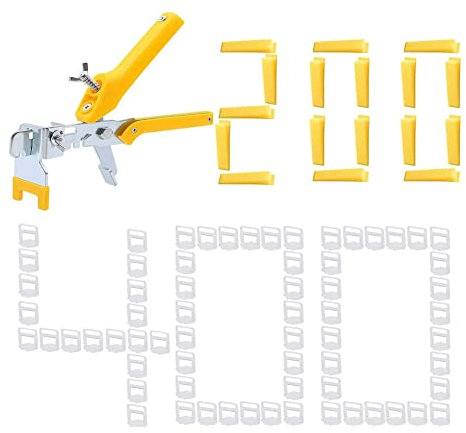 RAKUTE Fliesen-Nivelliersystem Fliesen-Installations-Werkzeug-Set mit Fliesenzange, Fliesen-Abstandshalter, Clips und wiederverwendbaren Keilen für Stein-Installationsklemmen