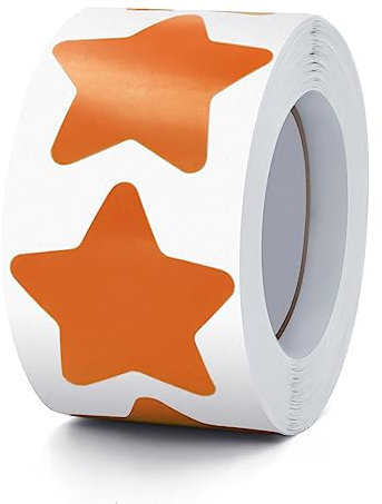 Orange Sterne Aufkleber Rolle 3.8cm Groß Selbstklebende Sterne Etiketten Weihnachts Star Sticker belohnungsaufkleber Deko für Kinder Lehrer Business 500 Stück