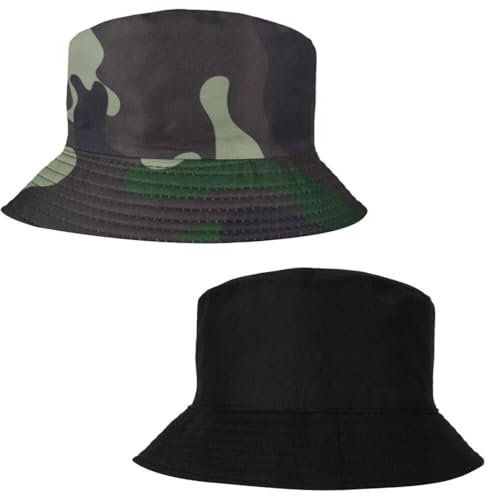Alsino Anglerhut Fischerhut Sonnenhut Bucket Hat Hut Reversibel Freizeithut Outdoor Wende-Hut Sommermütze Herbst Camping Reisen Wandern - für Damen Herren Kinder, Farbe wählen:Camouflage 1