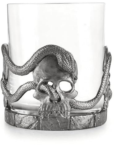 A E Williams Whisky Tumbler with Pewter Welsh Dragon and Daffodil Design |Heavy Bottom Crystal Glasses | Wine Cocktail Bourbon Drinking Glass | Unique Gift for Men Birthday Party Anniversary