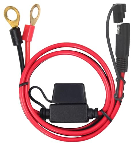 Generic 2FT SAE Battery Extension Cable, SAE To Eyelet O Ring Terminals, 10A Fuse, Weatherproof, Car, Motorcycle, Tractor, Truck, ATV, RV, UTV Battery Charging Cable