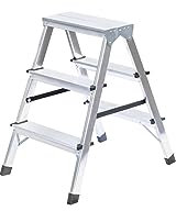 PROREGAL Haushaltsleiter | beidseitig begehbar | 2x3 Stufen | Leiter, Teleskopleiter, Trittleiter, Bockleiter, Sprossen-Doppelleiter