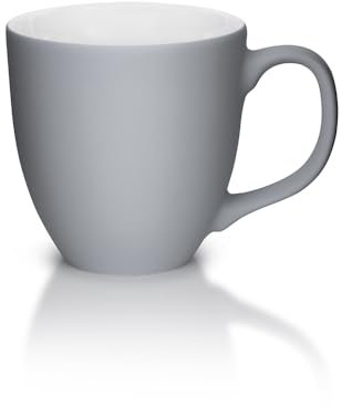 Mahlwerck Jumbotasse, große Kaffeetasse oder Teetasse aus Porzellan, Coffee mug mit matter Oberfläche, ca. 400 ml, silber