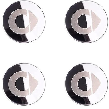 GENTRE 4 Stück Nabendeckel Radnabendeckel für Smart Fortwo Forfour 450 451 454 453 60mm,Felgenkappen mit Auto Logo,Verschleißfest und Langlebig,Wheel Caps Ersatz Autozubehör,B/Silver